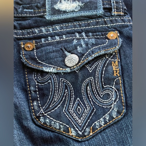 MEK denim JEANS -boot cut lightly faded/distressed size27/34 - Picture 6 of 13